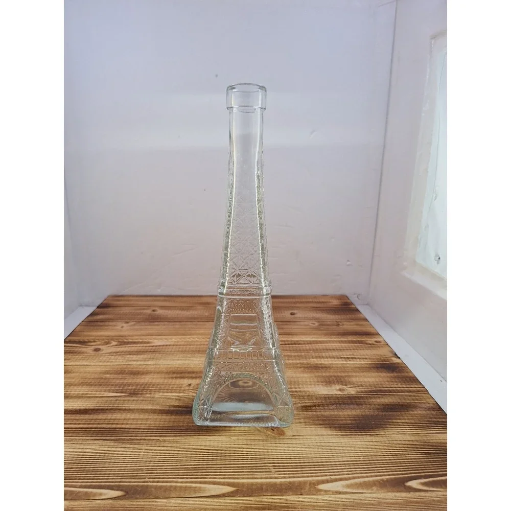 Eiffel Tower Glass Bottle Bud Vase Italy‎ Pressed 10.5